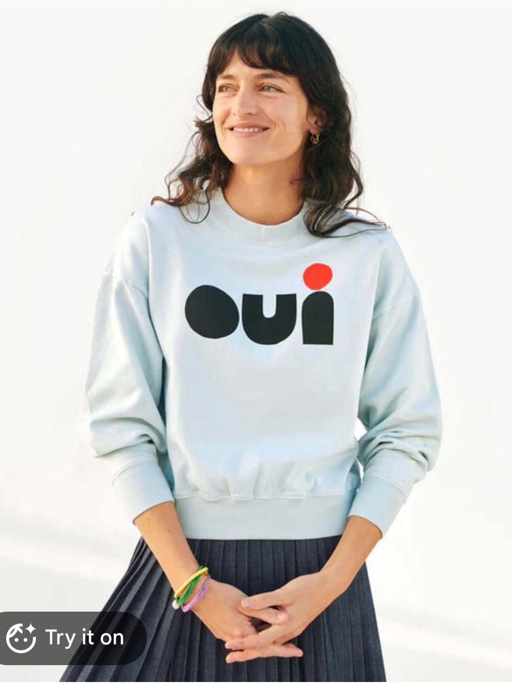 Clare V women’s Light blue ‘oui' Graphic Sweatshirt